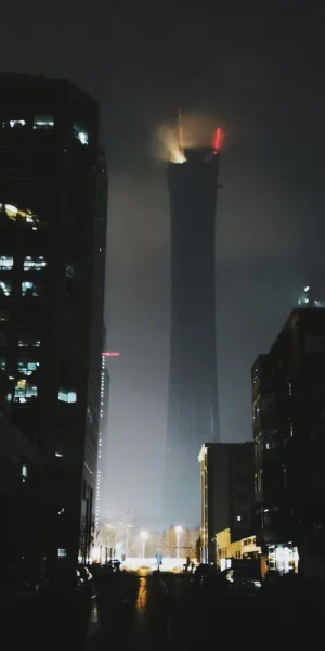 今冬少有的雾霾之夜，还有点神奇